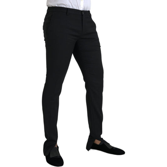 Dolce & Gabbana Black Wool Stretch Men Skinny Pants Dolce & Gabbana Black