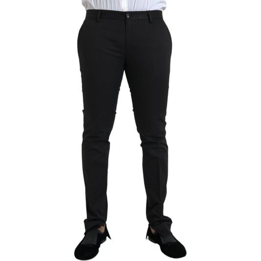 Dolce & Gabbana Black Cotton Stretch Skinny Dress Pants Dolce & Gabbana Black