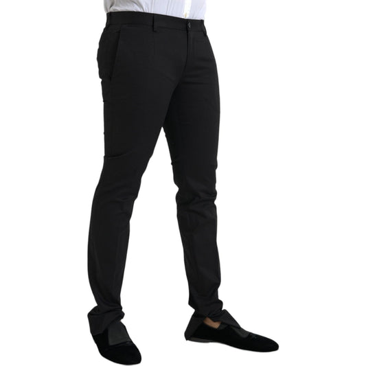 Dolce & Gabbana Black Cotton Stretch Skinny Dress Pants Dolce & Gabbana Black