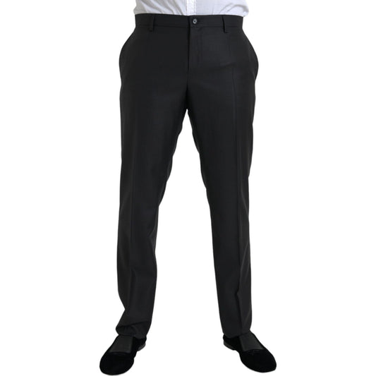 Dolce & Gabbana Black Wool Silk Skinny Dress Pants Dolce & Gabbana Black