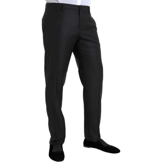 Dolce & Gabbana Black Wool Silk Skinny Dress Pants Dolce & Gabbana Black