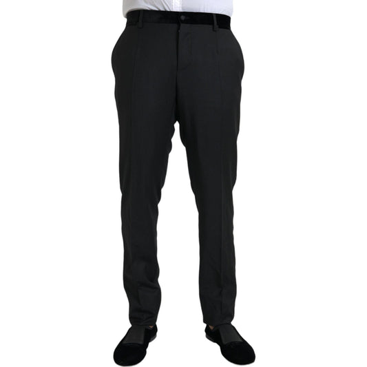Dolce & Gabbana Black Silk Men Skinny Dress Pants Dolce & Gabbana Black