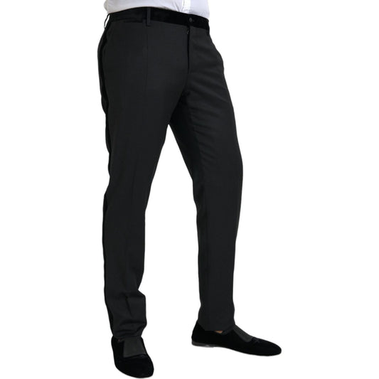 Dolce & Gabbana Black Silk Men Skinny Dress Pants Dolce & Gabbana Black