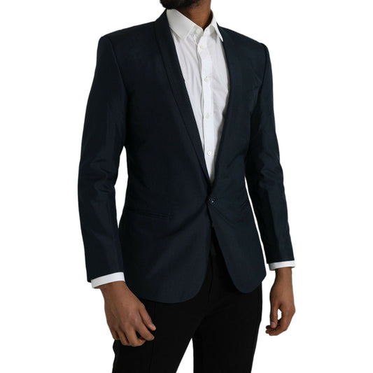 Dolce & Gabbana Blue GOLD Notch Single Breasted Coat Blazer Dolce & Gabbana Black