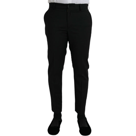 Dolce & Gabbana Black Wool SlimFit Dress Formal Pants Dolce & Gabbana Black