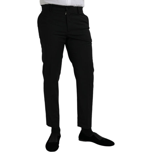 Dolce & Gabbana Black Wool SlimFit Dress Formal Pants Dolce & Gabbana Black
