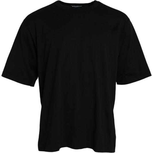 Dolce & Gabbana Black Logo Embossed Crew Neck Short Sleeves T-shirt Dolce & Gabbana Black