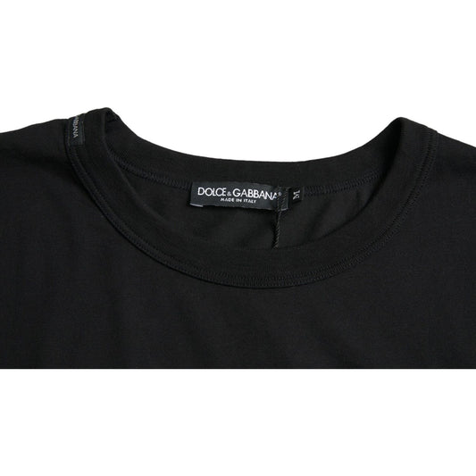 Dolce & Gabbana Black Logo Embossed Crew Neck Short Sleeves T-shirt Dolce & Gabbana Black