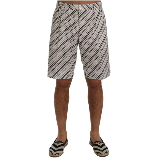 Dolce & Gabbana Elegant Striped Cotton-Linen Shorts Dolce & Gabbana Dark Gray