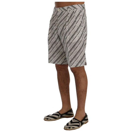 Dolce & Gabbana Elegant Striped Cotton-Linen Shorts Dolce & Gabbana Dim Gray