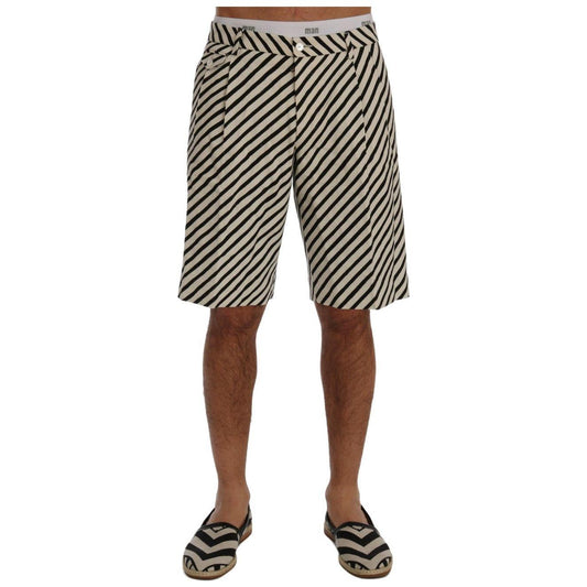 Dolce & Gabbana Striped Hemp Casual Shorts Dolce & Gabbana Dark Gray
