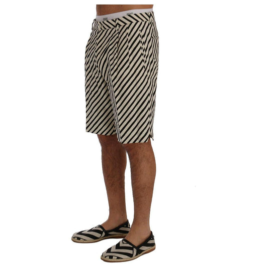 Dolce & Gabbana Striped Hemp Casual Shorts Dolce & Gabbana Dim Gray