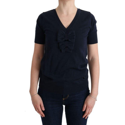 MARGHI LO' Blue 100% Lana Wool Blouse Top