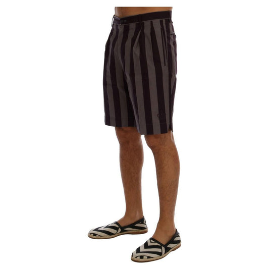 Dolce & Gabbana Casual Striped Cotton Shorts Dolce & Gabbana Dark Slate Gray