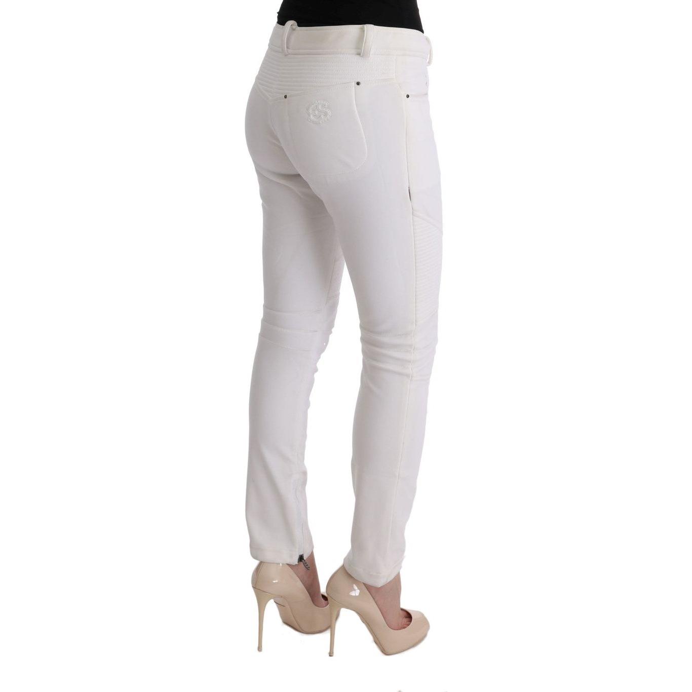 Ermanno Scervino White Cotton Slim Fit Casual Pants SIG30310-1
