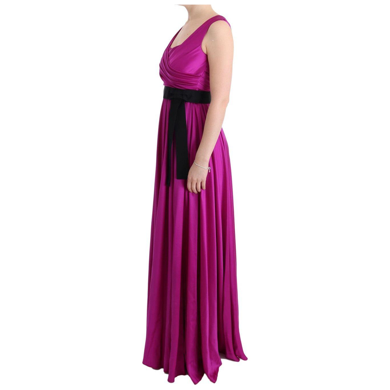 Dolce & Gabbana Pink Silk Stretch Shift Long Dress