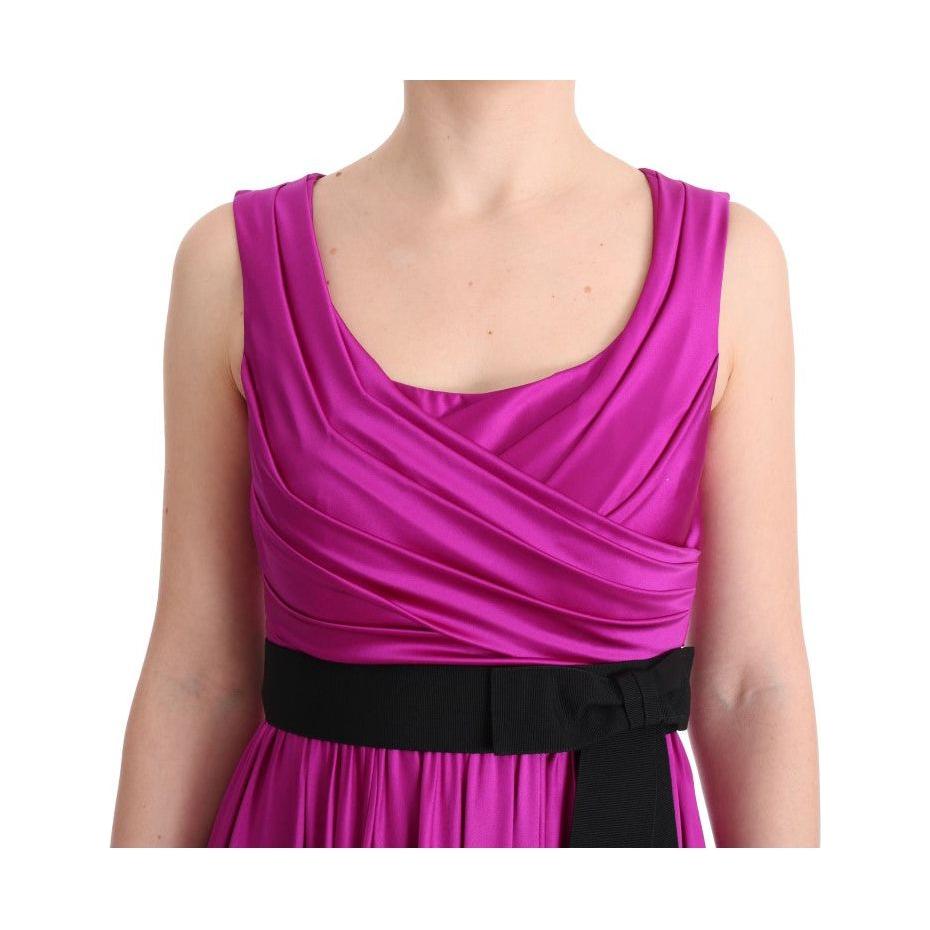 Dolce & Gabbana Pink Silk Stretch Shift Long Dress