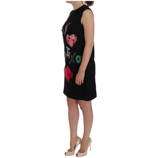 Dolce & Gabbana Black Crystal-Embellished Stretch Mini Dress Dolce & Gabbana Rosy Brown