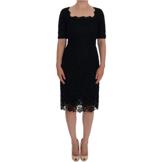 Dolce & Gabbana Elegant Black Knee-Length Sheath Dress Dolce & Gabbana Rosy Brown