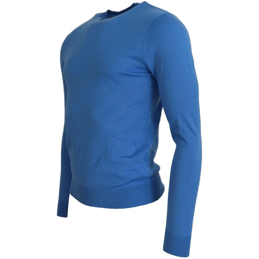 Dsquared² Blue Wool Long Sleeves Crewneck Pullover Sweater Dsquared² Dark Slate Blue
