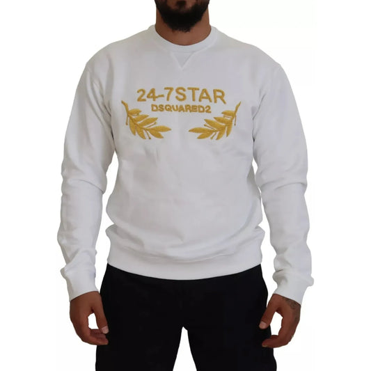 Dsquared² White Embroidered Crewneck Sweatshirt Sweater Dsquared² Gray