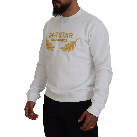 Dsquared² White Embroidered Crewneck Sweatshirt Sweater Dsquared² Gray