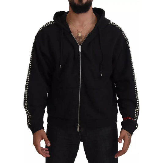 Dsquared² Black Embellished Full Zip Hooded Sweater Dsquared² Black