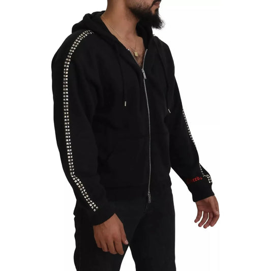 Dsquared² Black Embellished Full Zip Hooded Sweater Dsquared² Black