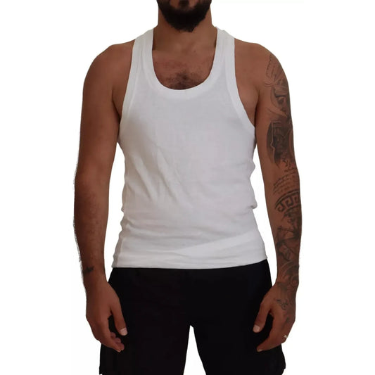 Dsquared² White Cotton Linen Sleeveless Tank T-shirt Dsquared² Dark Slate Gray