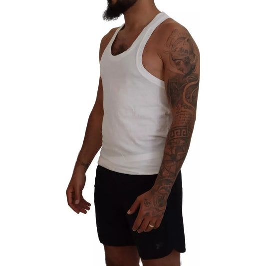 Dsquared² White Cotton Linen Sleeveless Tank T-shirt Dsquared² Dark Slate Gray