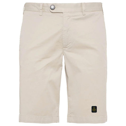 Refrigiwear Elegant Beige Bermuda Shorts with Logo Patch Refrigiwear Light Gray