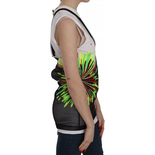 Dsquared² Black White Crew Neck Sleeveless Cotton Blouse Dsquared² Rosy Brown