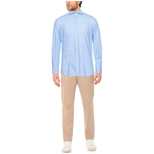 Aquascutum Chic Light Blue Oxford Cotton Shirt Aquascutum Light Gray