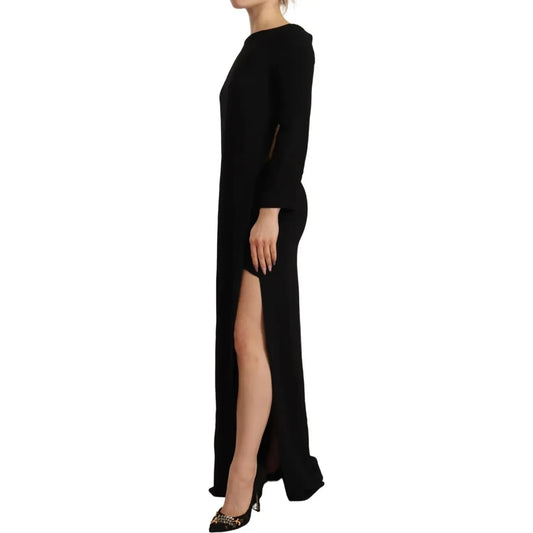 Dsquared² Black Long Sleeves Side Slit Floor Length Dress Dsquared² Black