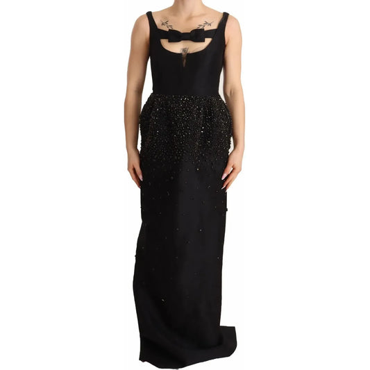 Dsquared² Black Embellish Sleeveless Ribbon Floor Length Dress Dsquared² Tan