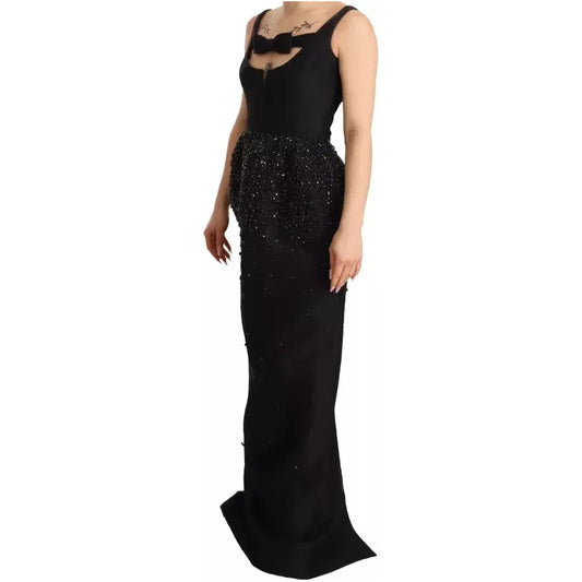 Dsquared² Black Embellish Sleeveless Ribbon Floor Length Dress Dsquared² Tan