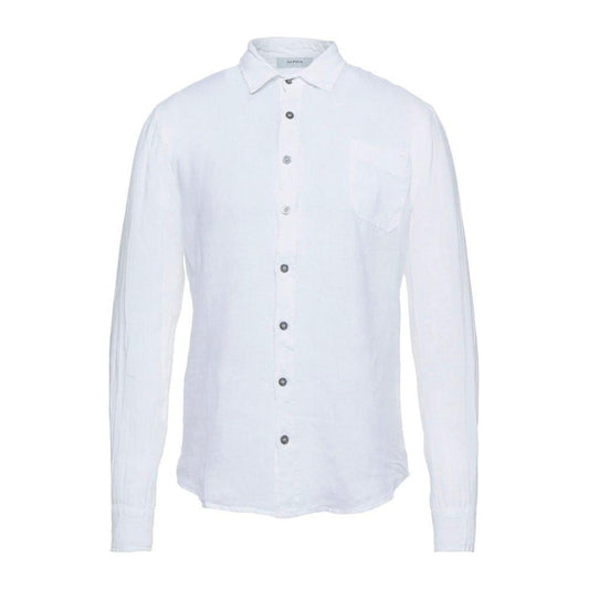 Alpha Studio Elegant White Linen Shirt for Men Alpha Studio Lavender