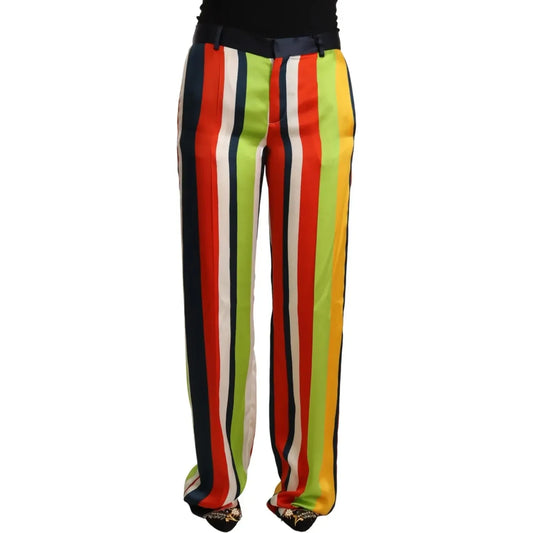 Dsquared² Multicolor Striped Mid Waist Straight Pants Dsquared² Dark Khaki