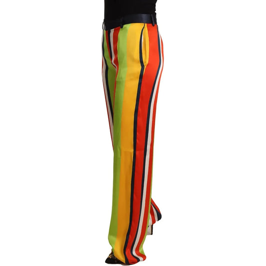 Dsquared² Multicolor Striped Mid Waist Straight Pants Dsquared² Dark Goldenrod