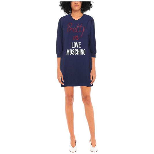 Love Moschino Blue Cotton Women Dress Love Moschino Dark Slate Gray