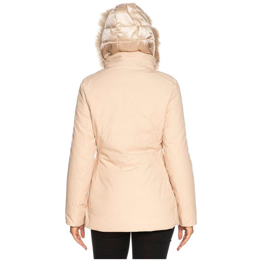 Yes Zee Beige Polyamide Women Jacket Yes Zee Peach Puff