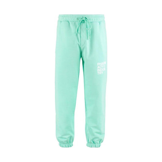 Pharmacy Industry Emerald Cotton Trousers with Logo Detail Pharmacy Industry Powder Blue