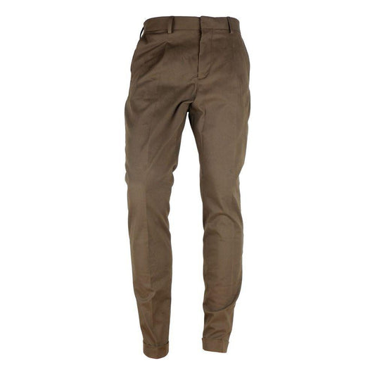 Made in Italy Brown Wool Men's Trousers Made in Italy Dark Olive Green