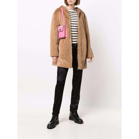 Love Moschino Beige Polyester Women Coat Love Moschino Misty Rose