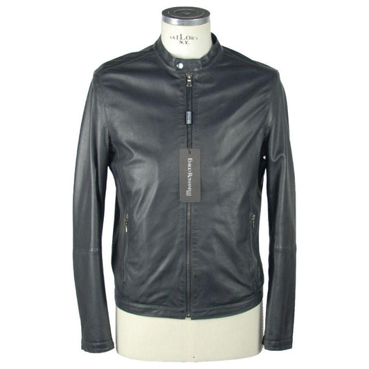 Emilio Romanelli Sapphire Elegance Leather Jacket Emilio Romanelli Dark Slate Gray