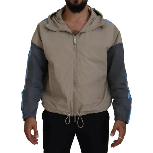 Dsquared² Brown Gray Sleeves Hooded Full Zip Jacket Dsquared² Dim Gray
