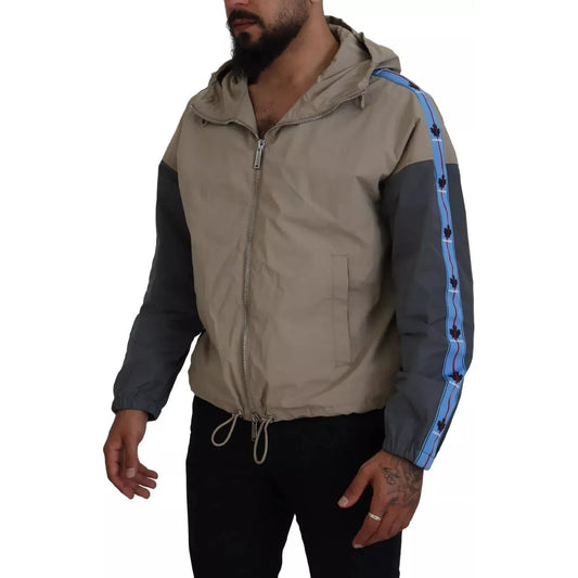 Dsquared² Brown Gray Sleeves Hooded Full Zip Jacket Dsquared² Dim Gray