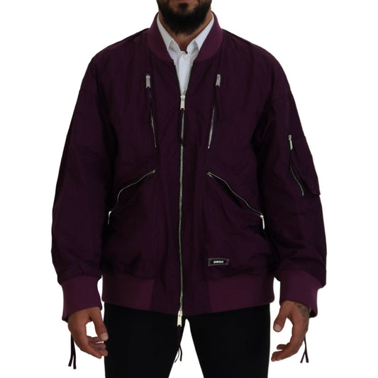 Dsquared² Purple Polyester Full Zipper Bomber Jacket Dsquared² Black