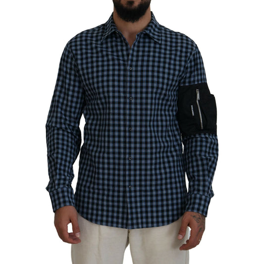 Dsquared² Multicolor Black Arm Plaid Men Long Sleeves Shirt Dsquared² Dark Slate Gray