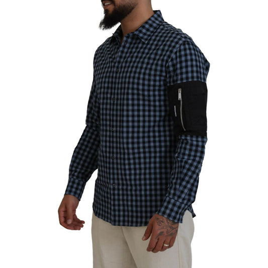 Dsquared² Multicolor Black Arm Plaid Men Long Sleeves Shirt Dsquared² Dark Slate Gray
